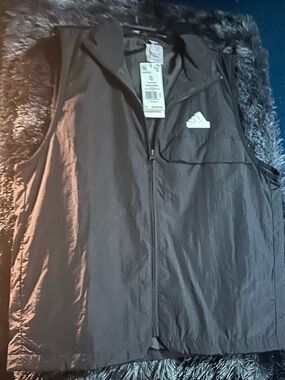 adidas Black Sleeveless Zip-Up Training Vest